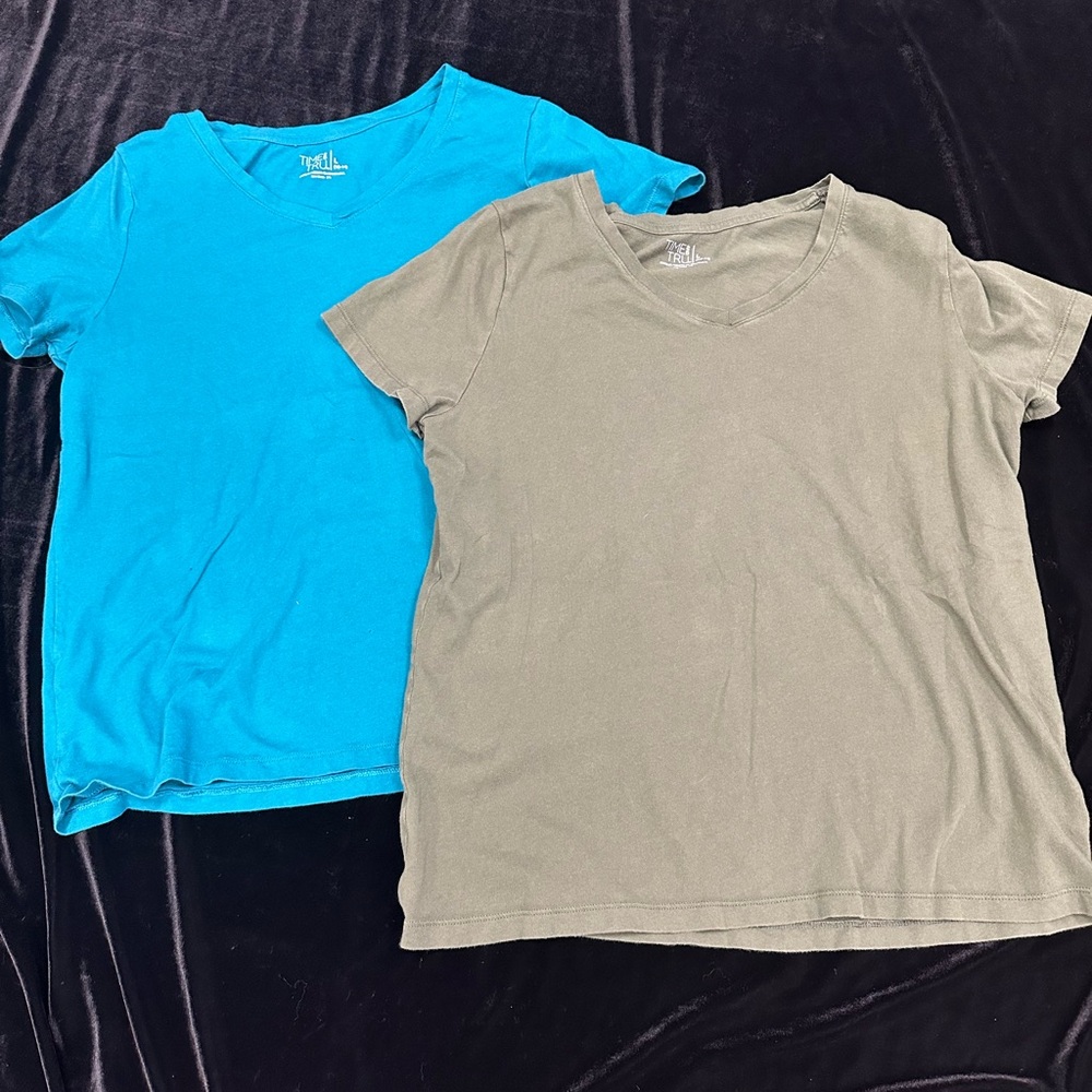 Two Vibrant Blue and Green Short Sleeve Tees